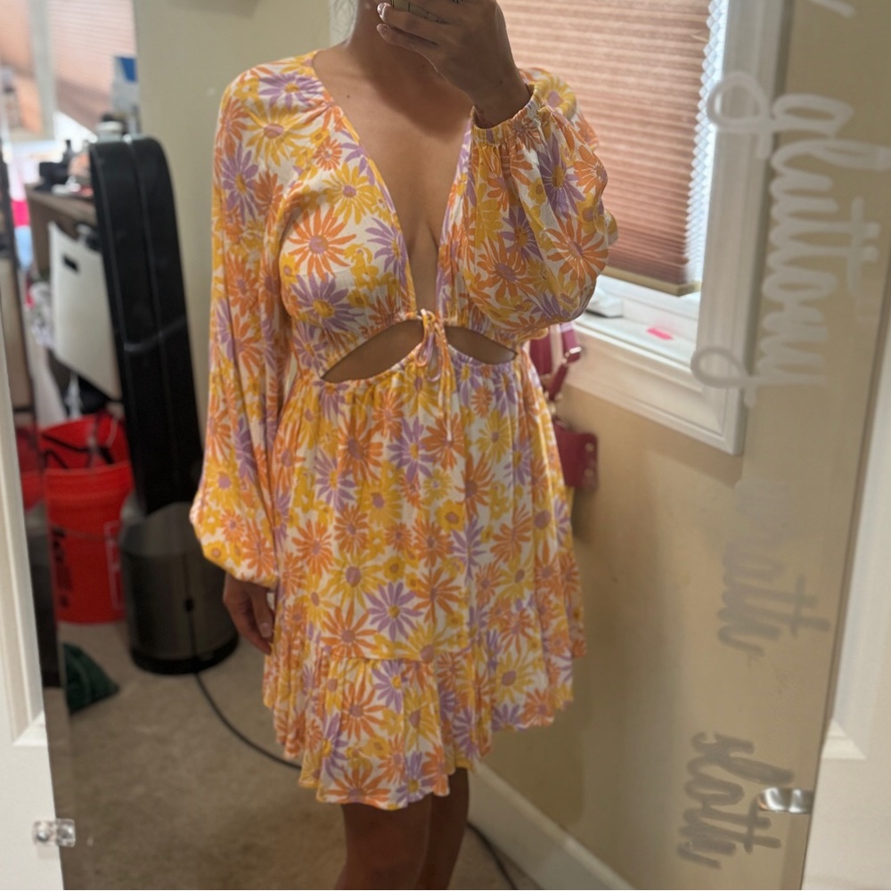 L*Space Yellow and Purple Floral Mini Dress